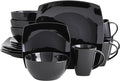 Gibson Elite Soho Lounge Square Reactive Glaze Stoneware Dinnerware Set, Service for 4 (16pc), Black