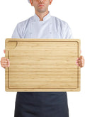 Large Cutting Board for Kitchen, 20 x 14 Inch Bamboo Wood Butcher Chooping Board with Juice Groove, Reversible Cheese Board Charcuterie Serving Tray