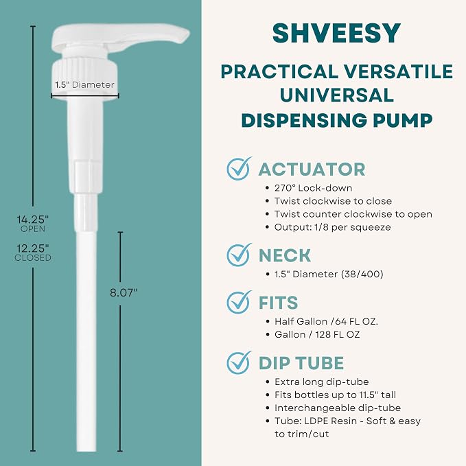 Gallon Pump Dispenser | for Plastic or Glass Bottles | Heavy-Duty Leak Proof for Commercial and Household Use | Pump for Gallon Jug | Non-BPA Plastic (Pack of 2)
