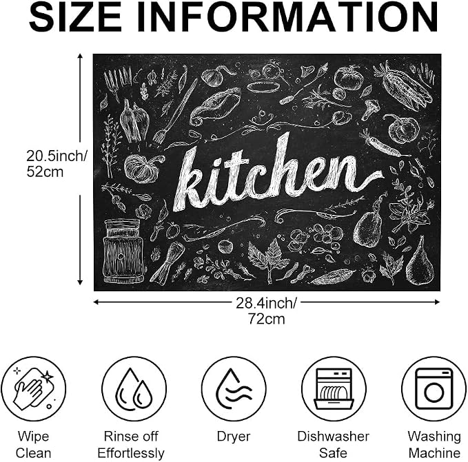 Chalkboard Kitchen Stove Top Cover 28.35x20.47 in Non Slip | Heat Resistant Cooktop Protector Mat with Non-Slip Backing, Scratch Protection and Countertop Drying Mat.