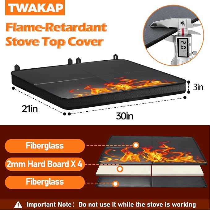 Gas Stove Covers For Gas Stove Top,with Built-in Hard Board,30"x21" | Outer fiberglass Stove top covers for gas burners keep clean,extra countertop space gas stove top cover,Foldable,Waterproof