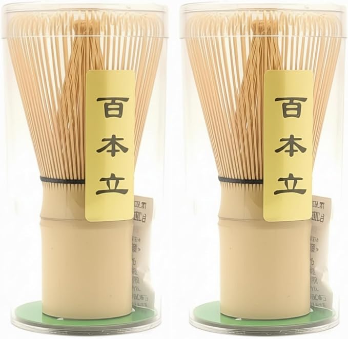 Matcha Whisk 2-Pack - Handcrafted Bamboo Chasen Set, 100-Prong Traditional Japanese Stirrer for Authentic Matcha Tea Preparation