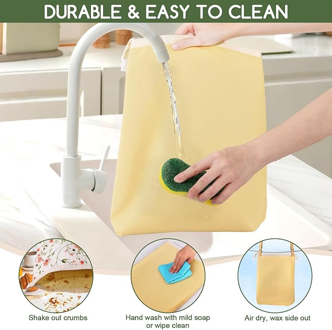 2 Pack Beeswax Bread Bags for Homemade Bread, Sourdough Storage XL 17"x13" | Reusable Bees Wax Bread Bag & Keeper, Natural Canvas with Premium Box for Home Baking, Freezer Storage & Outdoor Use