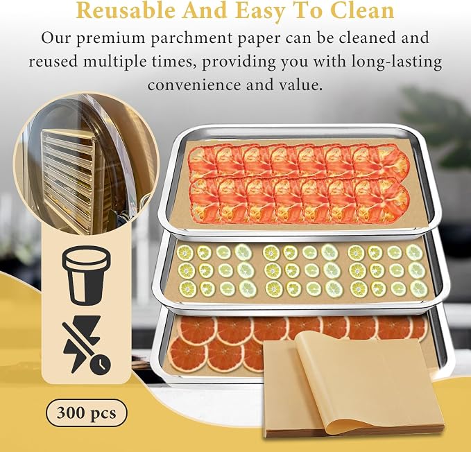 300 PCS Freeze Dryer Tray Mats for Harvest Right Dryer - Freeze Dryer Parchment Paper Set for Medium Trays - Non-Stick Baking Mats One-Off Parchment Paper Harvest Right Accessories (14.3" x 10.2")