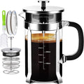 YMMIND French Press Coffee Maker 304 Stainless Steel Coffee Press,with 4 Filters System, Heat Resistant Thickness Borosilicate French Press Glass, BPA-Free Brewed Tea Pot Coffee Plunger(Copper 12oz)