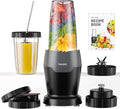 Real 900 Watts Smoothie Blender for Shakes and Smoothies with Milk Frother, 12 in 1 Set Personal Blender, Germany Stainless Steel Blades Smoothie Maker with 2 Tritan Sport Cups