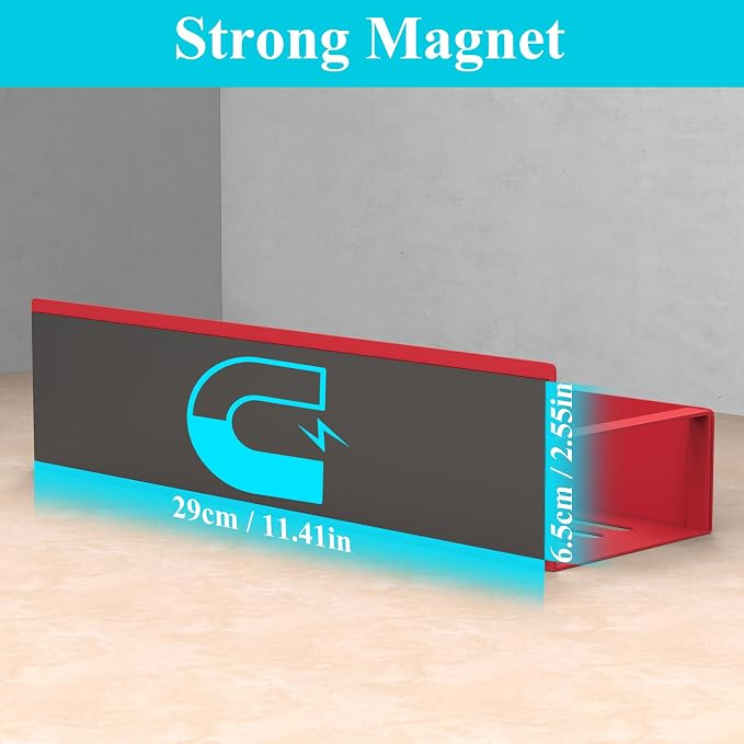 4 Pack Magnetic Spice Storage Rack Organizer for Refrigerator and Oven, Red Fridge Organizers and Storage | Magnetic Shelves Heavy Duty for Fridge in Kitchen, Seasoning Storage Organizer, For Oven Washer and Dryer, For Heavier Items