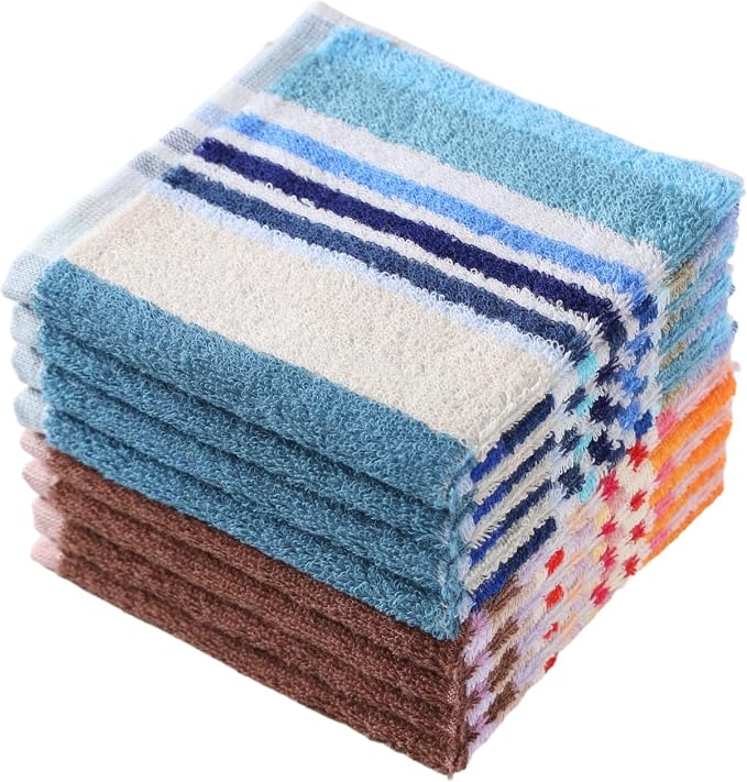 Dish Cloths for Washing Dishes, Kitchen Hand Towels WashCloths | Good Absorption, for Cleaning Drying Wiping, Dish Rags ,quick dry, 100% Cotton,12x12 inches, Pack 8 Wash Cloths