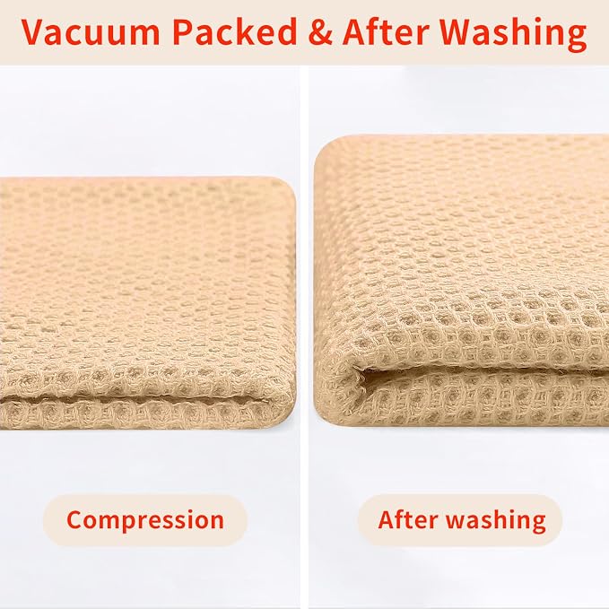 Homaxy 100% Cotton Waffle Weave Kitchen Dish Towels 6-Pack, Apricot | 13 x 28 Inches, Ultra Soft Absorbent Dish Towels, Quick Drying Cleaning Towels