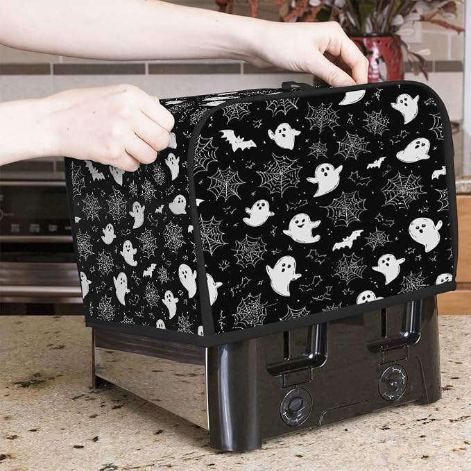2 Slice Toaster Cover Cartoon Ghosts Spider Toaster Covers Two Slice Wide Slot Waterproof and Dustproof Covers for Wide Slot Toasters and Small Appliances Kitchen Decor Gifts