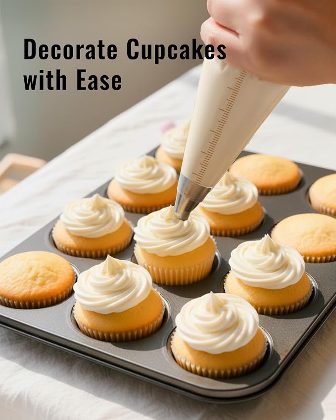Bake Choice 16 Inch Large Piping Bags, 100 Thickened Disposable Pastry Bags | Anti Burst Icing Bags for Cream Frosting, Non-slip Frosting Bags, Cake & Cookie Decorating Supplies