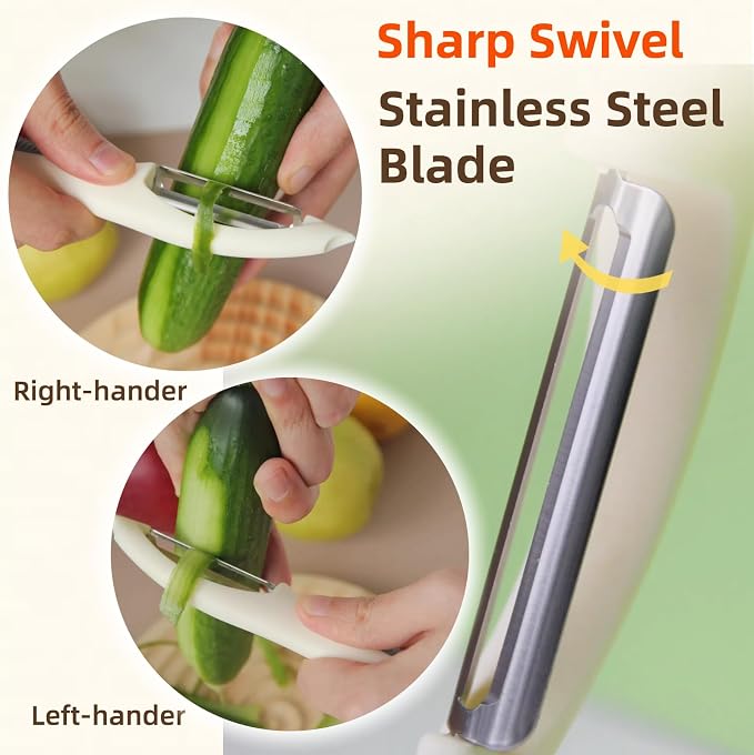 Stainless Steel Vegetable & Fruit Peeler for Kitchen, Green | Ideal Carrot Cucumber Potato Peeling Helper, Sharp Swivel Straight Blade, Non-Slip & Ergonomic Handle, Dishwasher Safe