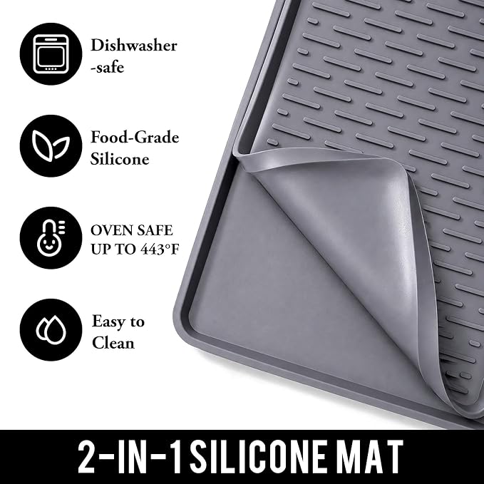 Caketime 2 In 1 Silicone Coffee Bar Mat Accessories Detachable Dish Drying Rug Rack Stone for Kitchen Counter Home Household Apartment Office Essentials Barista Espresso Machine Drainer Must Have