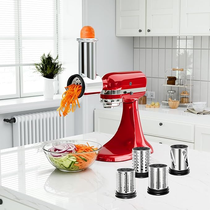 Stainless Steel Slicer Shredder Attachments for KitchenAid Stand Mixers | Vegetable Shredder, Cheese Grater, Salad Maker, Food Slicers Chopper Grinding Powder Accessories