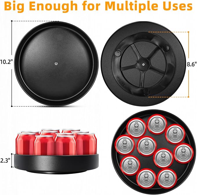 Metal Lazy Susan Organizer, 10 Inch Anti-Rust Turntable for Cabinet, Kitchen, Dining Table, Bathroom – Rotating Spice Rack, Spinner Storage, Round Carousel Organizer for Countertop Black