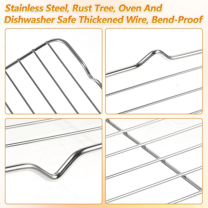 Small Cooling Rack, Stainless Steel Small Wire Rack for Cooking, Heavy Duty Small Baking Rack, with 4 Legs Rectangle Wire Cooking Racks for Meat, 5.3 X 8.46Inch
