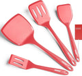 Silicone Spatula Set, 600°F Heat Resistant Silicone Spatula Turner Flipper for Cooking, Non Stick and Non Scratch Kitchen Utensils for Eggs & Pancakes, 4 Pack, Red
