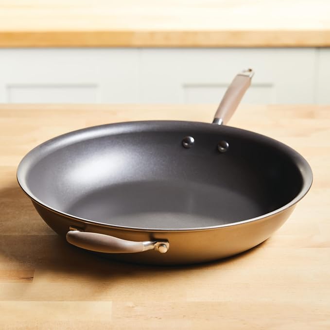 Anolon Advanced Home Hard-Anodized Nonstick Frying Pan with Helper Handle, Kitchen Essentials, 14.5-Inch, Bronze