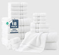 LANE LINEN Bath Towel Set 100% Cotton 18 Piece Soft Absorbent - White | Shower Towels - Generously Sized, Oversized & Roomy, Lightweight & Breathable, Fade-Resistant Color, Classic Terry Weave