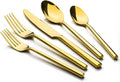 Alata Potter Gold 20-Piece Forged Silverware Set, Service for 4, Stainless Steel Flatware Set, Modern Design with Mirror Finish, Ideal for Home, Kitchen, Party, Camping