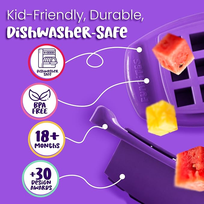 Sandwich Cutter for Kids Lunch, Crustless Bento 2-Pc Set, 1 Pack | Purple Squares food cutter for toddlers, bite-size uncrustable shapes, bento lunch accessory, BPA-free, dishwasher safe