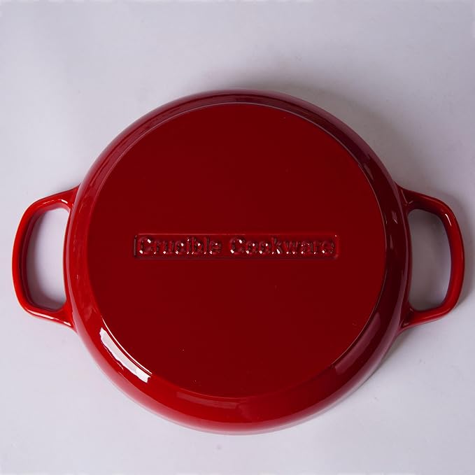 Enameled Cast Iron Bread Pan, Sourdough Artisan Bread Oven – Red – Round 26 cm, 6.25 L (6.6 qt) – Boule Pan with a Deep Lid for Steam Baking