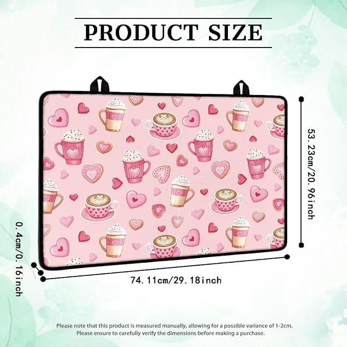 Valentine's Coffee Stovetop Covers for Electric Stove Heart Resistant Oven Mat Anti-scald Kitchen Countertop Cover Non-Slip Kitchen Counter Protector Pad 30"x21" Valentine's Decor