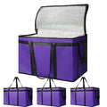 Bodaon 4-Pack Cooler Insulated Food Delivery Bag, Rideshare Delivery Bag, XXX-Large Thermal Bags for Catering/Hot Pizza, Travel/Camping/Picnic/Grocery Reusable Warmer Frozen, Purple-Black Edge