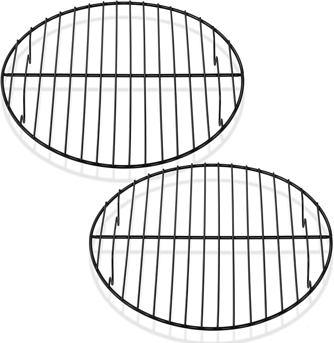 P&P CHEF 9 Inch Cooking Rack Round for Steaming Cooling, Black, 2 Pack | Stainless Steel Round Wire Rack for Baking Grilling, Roasting, Fits Air Fryer, Steamer Pot, Oven & Dishwasher Safe