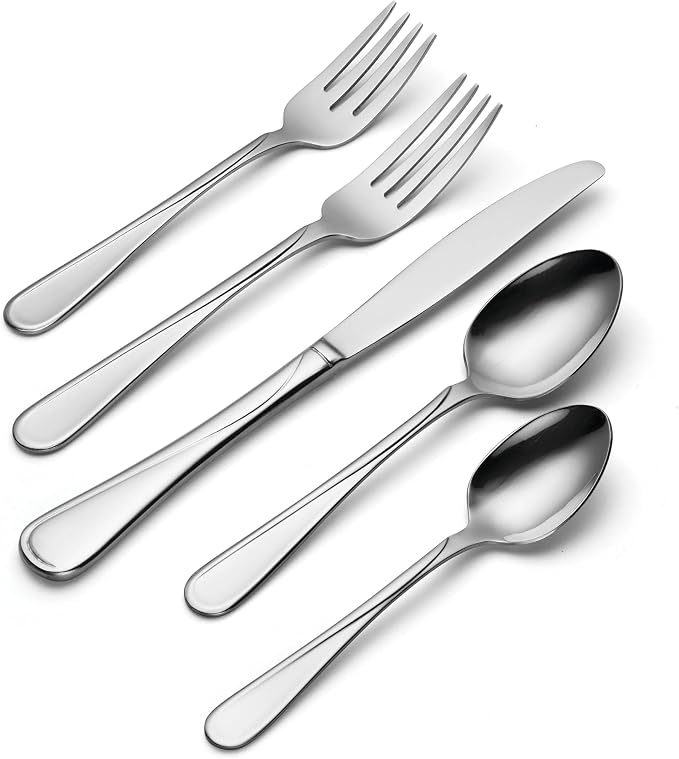 Oneida Flight 20-Piece 18/0 Silverware Set for 4, Flatware | mirror finish, dishwasher safe | includes knives, forks, and spoons | cutlery set for kitchen and dining