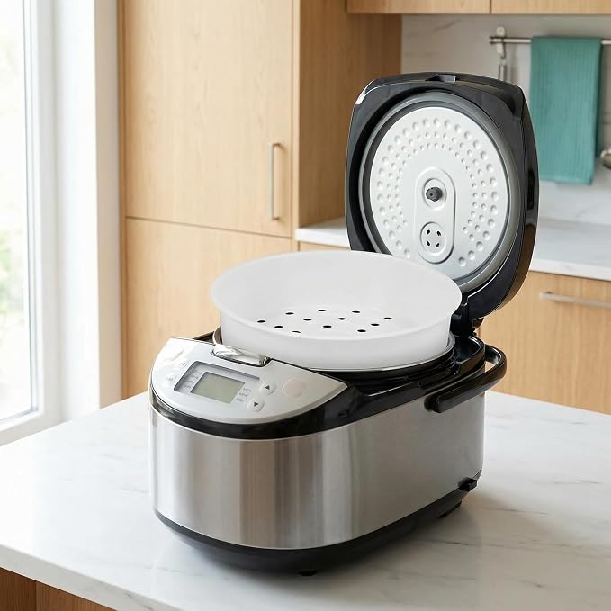 Angoily 2Pcs Plastic Rice Cooker Steamer Basket for 8.85" Rice Cooker 3L 5L | Steam Rack Insert Round Food Tray, Round Steaming Accessories, Veggie Rack Cooking Utensils, Buns Dumplings Kitchen Gadgets