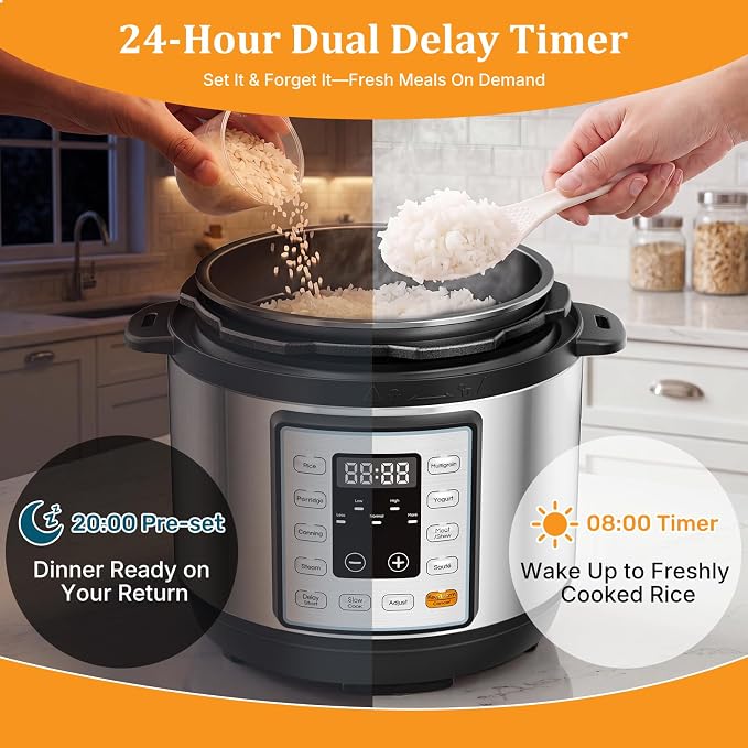 NEWBULIG 10-In-1 Electric Pressure Cooker, 3 Quart Multi Cooker for Rice, Stew and Steam, Small Programmable Stainless Steel Pot with Slow Cook Function and Ceramic Inner Pot