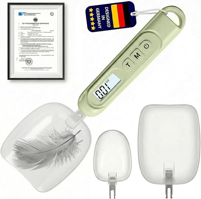 2026 Upgraded Digital Measuring Spoon 【High-Precision 0.01oz·Tested 10000+】 | 【7-Unit】 Baking Scale Digital Kitchen Scale for Baking, Gram Scale for Weight Loss, Large & Small Scoop, Green