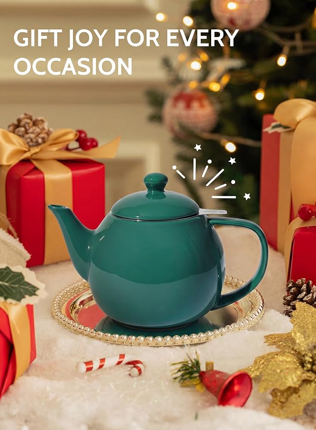 Sweese Porcelain Teapot 27 oz with Infuser for Loose Leaf Tea, Sage Green