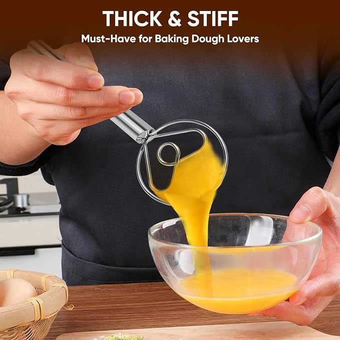 Maxjoy Danish Dough Whisk Stainless Steel for Sourdough Bread | Dutch Dough Hook, Replaces Dough Mixer Spoon & Stick, Food Grade & Rust Resistant, Easy Clean & Dishwasher Safe, Baking Tool