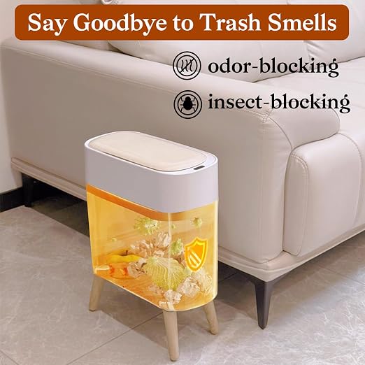 LALASTAR Small Bathroom Trash Can Automatic Touchless, Bathroom Garbage Can with a Lid, Motion Sensor trashcan for Bedroom, Kitchen, Office, 2.5 Gallon, White