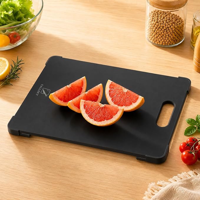 12x8 Black Tempered Glass Small Cutting Board for Kitchen Countertop | Non-Slip Corner Guards, Shatter-Resistant, Heat Resistant Non-Toxic Board