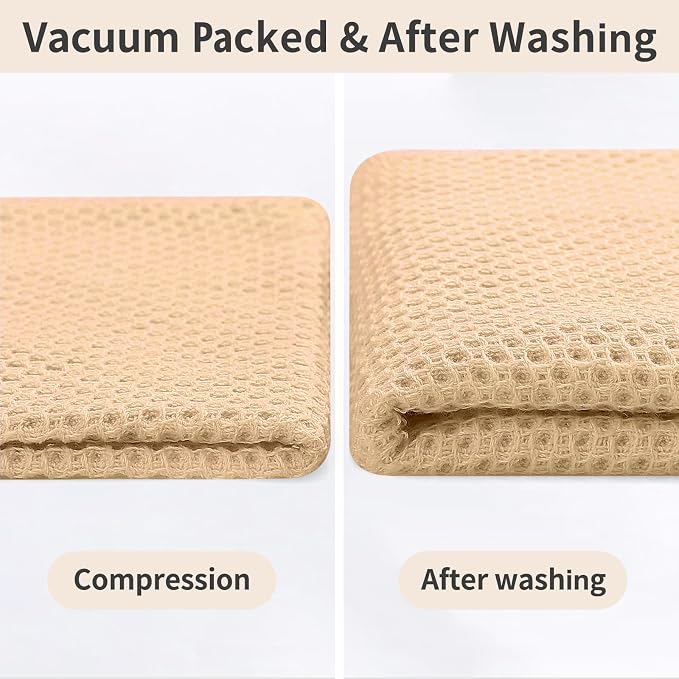 Homaxy 12 Pack 100% Cotton Kitchen Towels and Dishcloths Set, Apricot | 12 x 12 Inches and 13 x 28 Inches Kitchen Towels Set, Ultra Soft Absorbent Dish Cloths for Washing Dishes