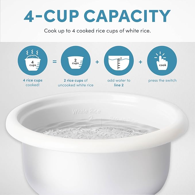 AROMA® CoreCoat Rice Cooker with Pop-Up Food Steaming Basket (4 Cups Cooked, 2 Cups Uncooked)
