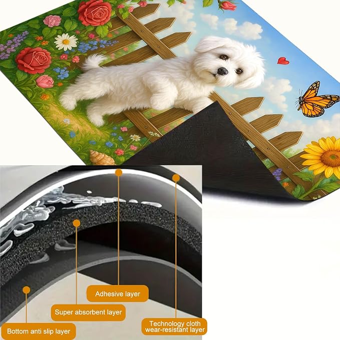 HOMETITUTE Garden Puppy Stove Top Cover 28x20 Heat Resistant Diatomite Mat