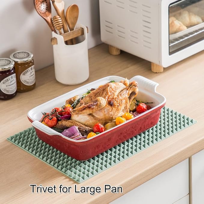 Colinda Silicone Dish and Cup Drying Mat - Extra Large Trivet for Hot Dishes, Large Size Hot Pots and Pads Coming Directly Out from the Stove or Oven,Drain Board,16" x 11.5",Black