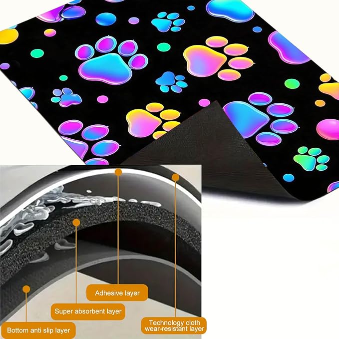 HOMETITUTE Rainbow Paw Print Stove Top Cover 28x20 Diatomite Mat