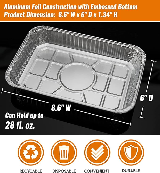 NUPICK 55 Pack 6415 Drip Pans Compatible for Weber Spirit Series, Genesis Series, Q Series Grills, Disposable Aluminum Foil Grease Trays, 8.5" x 6" | Aluminum Pans for Weber Spirit, Genesis Series, Q Series Grills, Disposable Aluminum Foil Grease Trays...