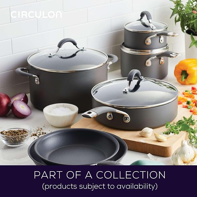 Circulon Radiance Hard Anodized Nonstick Frying Pan, Dishwasher Safe, Oven Safe Skillet Set, Frying Pan Cookware Set, 2-Piece, Gray