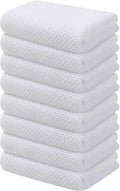 Kitinjoy 100% Cotton Waffle 8-Pack Kitchen Towels, 13" x 28", White | Super Soft, Ultra-Absorbent, Fast Drying, lightweight, Quick Drying Kitchen Hand Towels