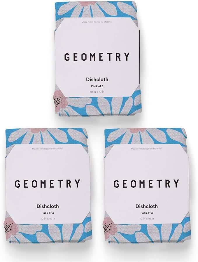 GEOMETRY Kitchen Dish Cloths - Spring & Summer Collection - Premium Dishcloths with Geoweave - Absorbent & Fast Drying Kitchen Towels - Sweet Spring, 10" x 10" - 3-Pieces