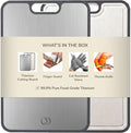 Titanium Cutting Board Double-Sided 2-in-1 (99.9% Titanium + PP), 15" x 10", with Accessories (Finger Guard, Glove, Thumb Knives) - Kitchen Metal Chopping Board for Meat, Fruits & Vegetables