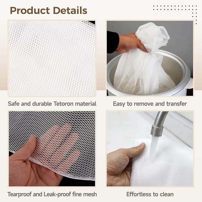 4 Pcs Rice Net, 43.3"×39.4" Sushi Rice Cooking Net, Non-Stick Fine Mesh Rice Cooker Napkins, Tetoron Rice Nets, Cooking Steam Cloths for Homes, Restaurants, Camping