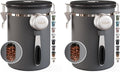 Veken Coffee Canister with Window, Airtight Stainless Steel Container,Date Tracker, Kitchen Food Storage Jars for Beans, Ground, Espresso, Rice,Tea, Sugar, Cereal, Gifts, Scoop, Grey, 22OZ (Pack of 2)