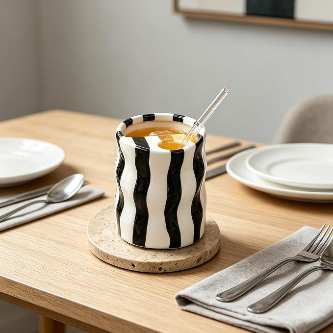 Espresso Cups Ceramic Coffee Mug Series European Striped Dot Coffee Cup And Saucer Mug Cake Plate Afternoon Tea Set Tea Cup And Saucer (Black 3)